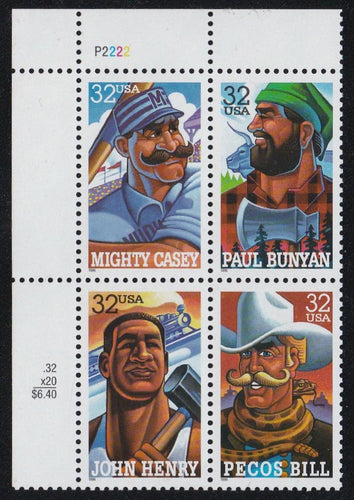 # 3083-86 (1996) Folk Heroes - PB, UL #P2222, MNH