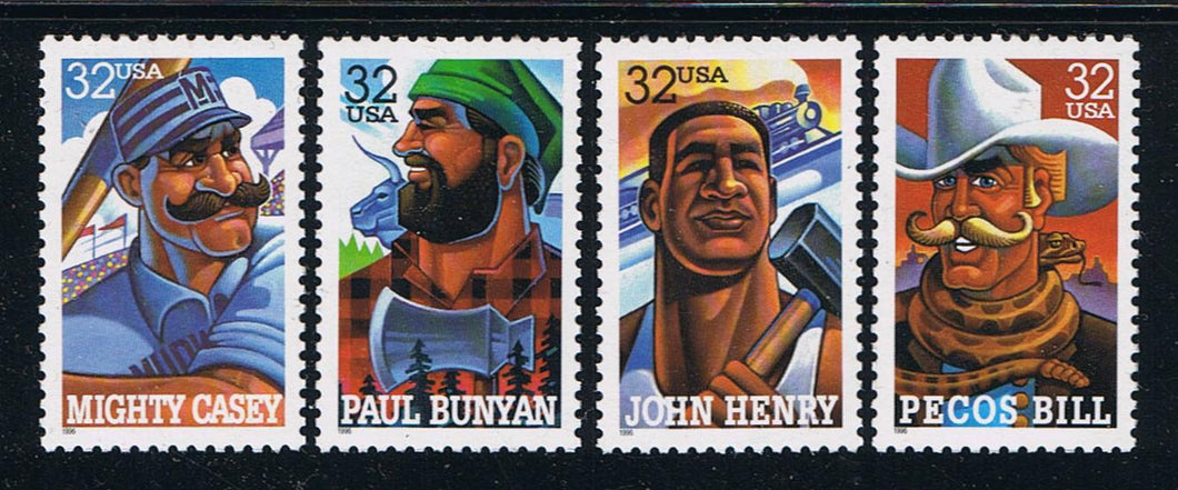 # 3083-86 (1996) Folk Heroes - Sgls, Set/4, MNH