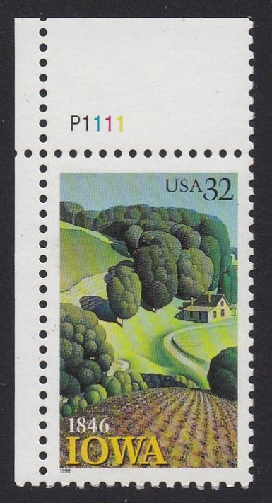 # 3088 (1996) Iowa - Plt sgl, UL, MNH