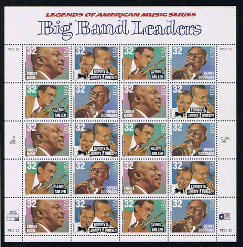 # 3096-99 (1996) Big Band Leaders, American Music - Pane, #P222222, MNH