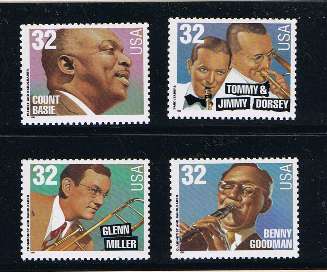 # 3096-99 (1996) Big Band Leaders - Sgls, Set/4, MNH