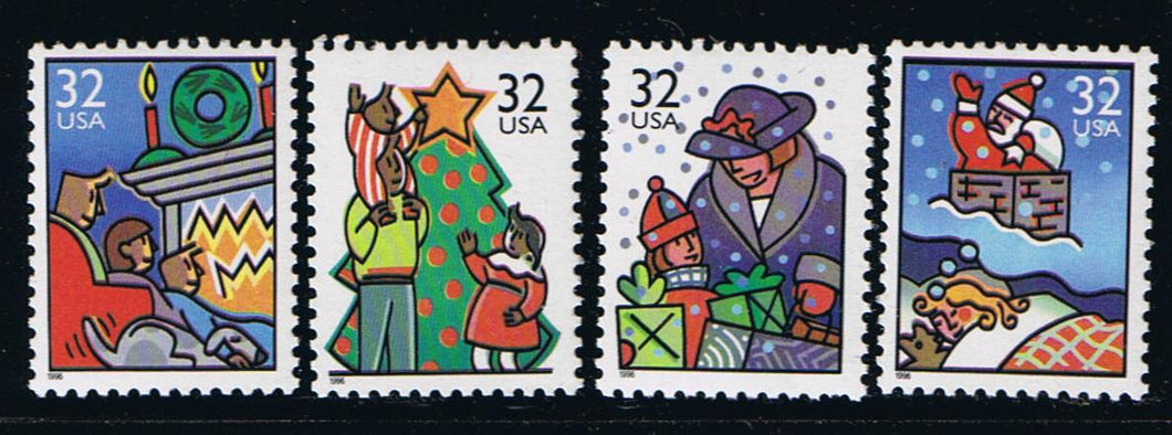 # 3108-11 (1996) Christmas - Sgls, Set/4, MNH
