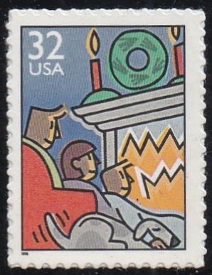 # 3113 (1996) Family Holiday, Fireplace - Bklt sgl, MNH