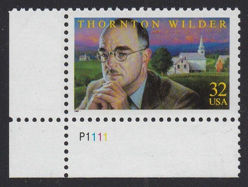 # 3134 (1997) Thornton Wilder - Plt sgl, LL #P1111, MNH