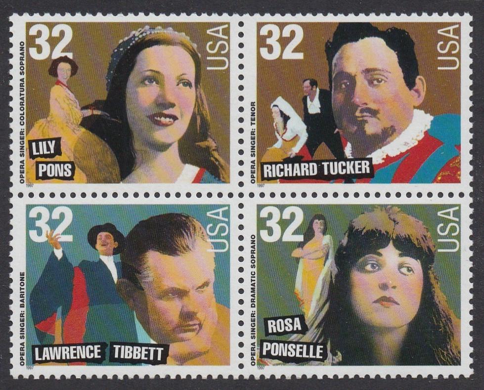 # 3154-57 (1997) Opera Singers - BK/4, MNH