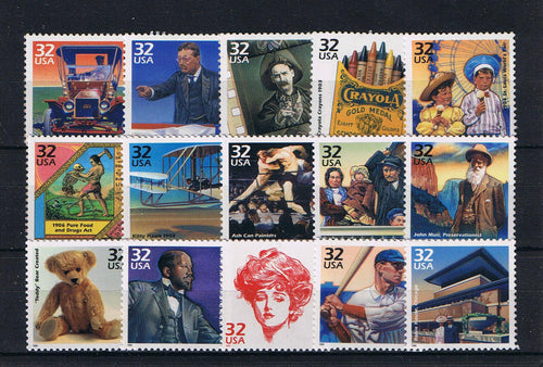 # 3182 (1998) Celebrate the Century, 1900's - Sgls, Set/15, MNH