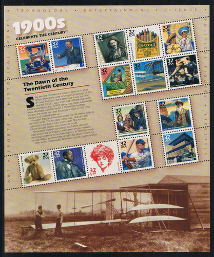 # 3182 (1998) Celebrate the Century, 1900's - Pane, MNH