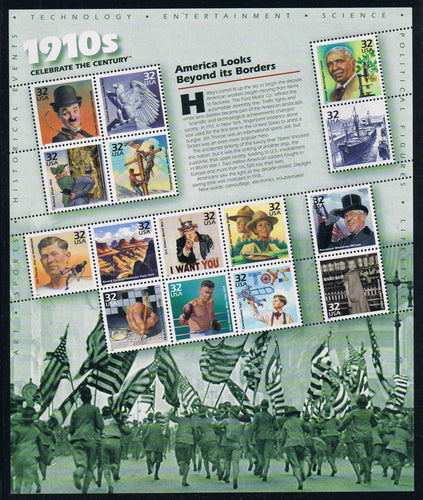 # 3183 (1998) Celebrate the Century, 1910's - Pane, MNH