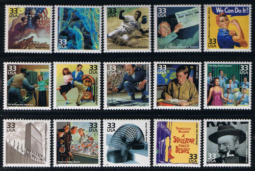 # 3186 (1999) Celebrate the Century, 1940's - Sgls, Set/15, MNH