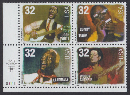 # 3212-15 (1998) Folk Singers - PB, LL #S11111, MNH