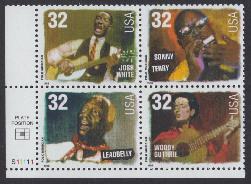 # 3212-15 (1998) Folk Singers - PB, LL #S11111, MNH