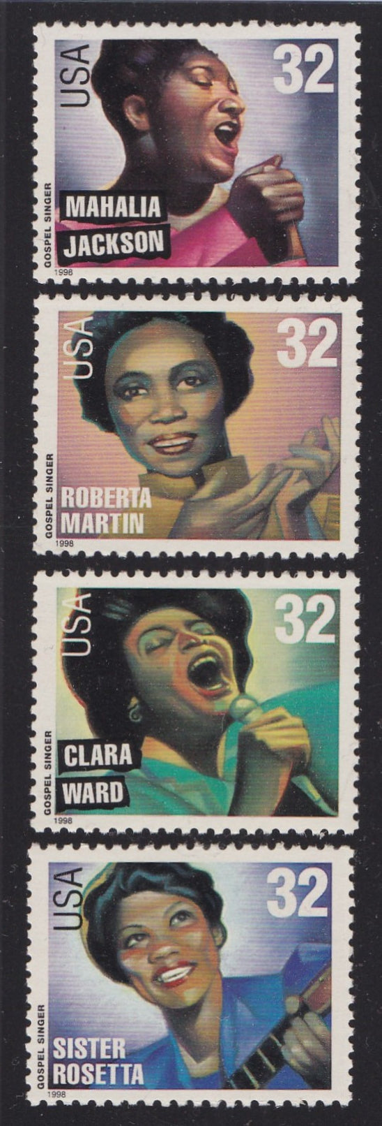 # 3216-19 (1998) Gospel Singers - Sgls, Set/4, MNH