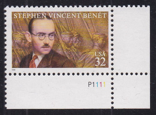 # 3221 (1998) Stephen V Benet - Plt sgl, LR #P1111, MNH