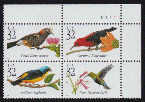 # 3222-25 (1998) Tropical Birds - PB, UR #B1111, MNH
