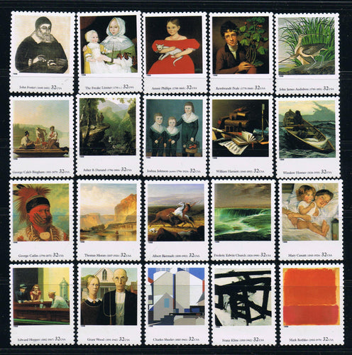 # 3236 (1998) American Art - Sgls, Set/20, MNH