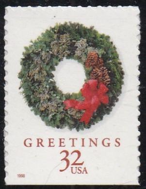# 3249 (1998) Wreaths, Evergreen, perf 11.4x11.5 - Bklt BK/4, MNH