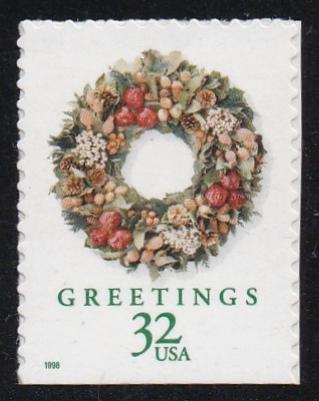 # 3250 (1998) Wreaths, Victorian, perf 11.4x11.5 - Bklt BK/4, MNH