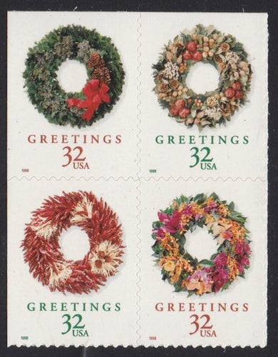# 3252b (1998) Wreaths, perf 11.4x11.5 - Bklt BK/4, MNH
