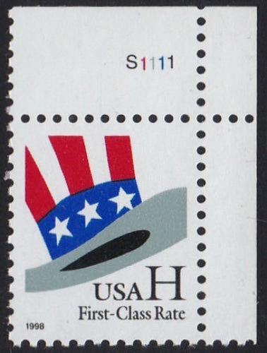 # 3260 (1998) Hat 'H', WAG, SG - Plt sgl, UR #S1111, MNH