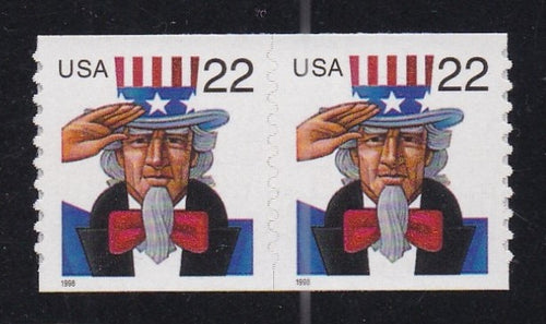 # 3263 (1998) Uncle Sam - Coil pr, XF MNH