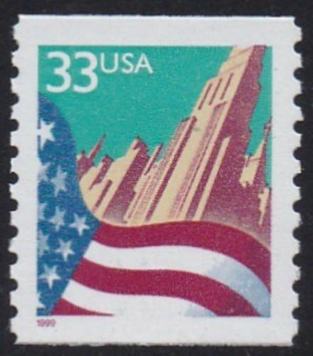 # 3280 (1999) Flag over City, Sm Date - Coil sgl, XF MNH