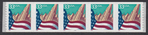 # 3281c (1999) Flag Over City, Sm Date, Type II - PS/5, #4444, XF MNH