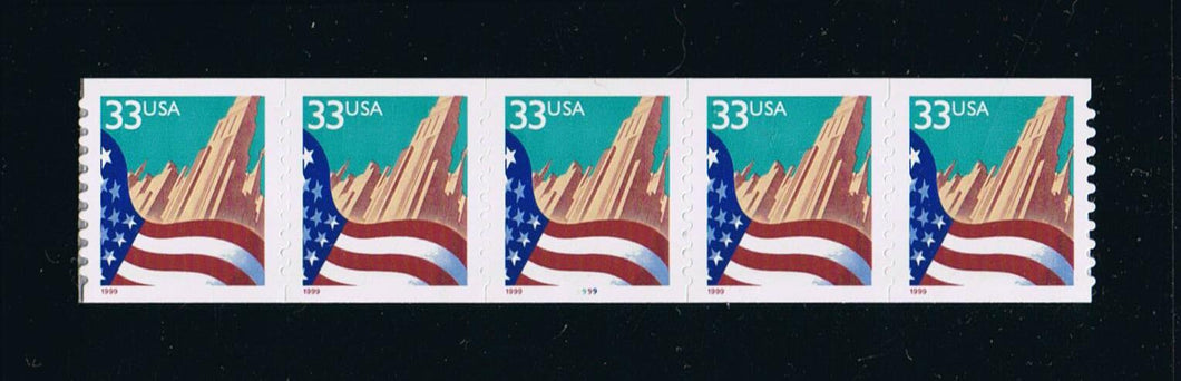 # 3281 (1999) Flag Over City, Lg Date, Type I - PS/5, #9999, MNH