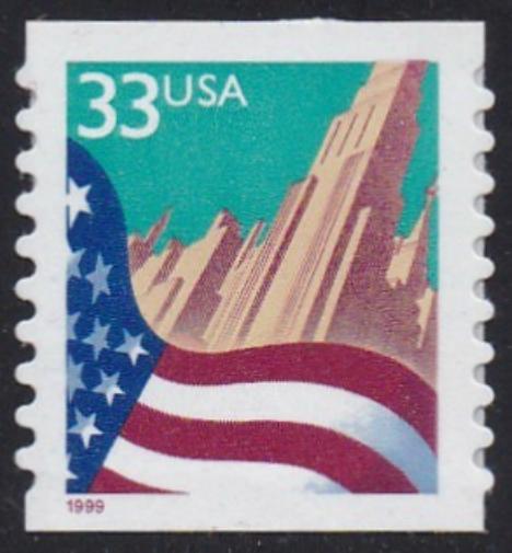 # 3281 (1999) Flag over City, Lg Date, Type I - Coil sgl, MNH
