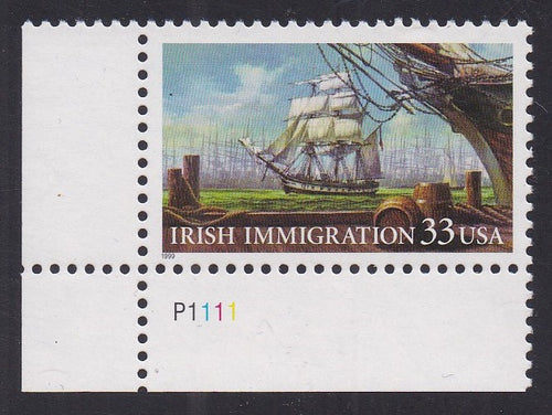 # 3286 (1999) Irish Immigration - Plt sgl, LL #P1111, MNH