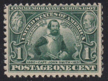 # 328 (1907) Captain John Smith - Sgl, F MNH, toned spots on gum [2]