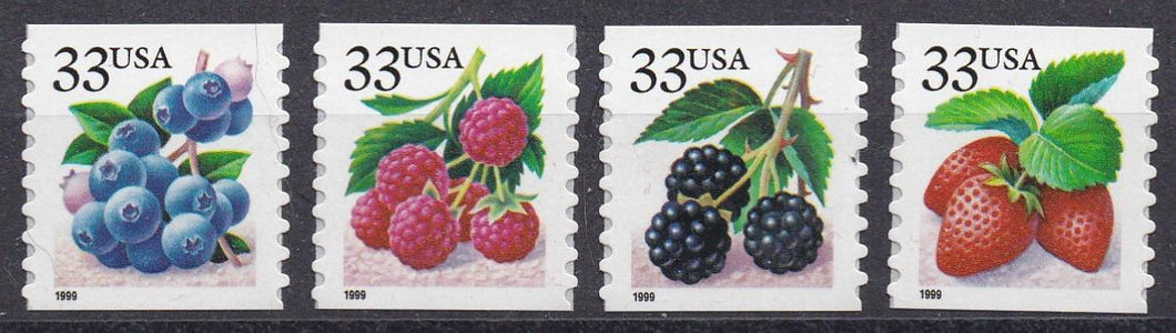# 3302-05 (1999) Berries, Fruit - Coil sgls, Set/4, MNH
