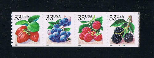 # 3302-05 (1999) Berries, Fruit - Strip/4, #B2221, MNH