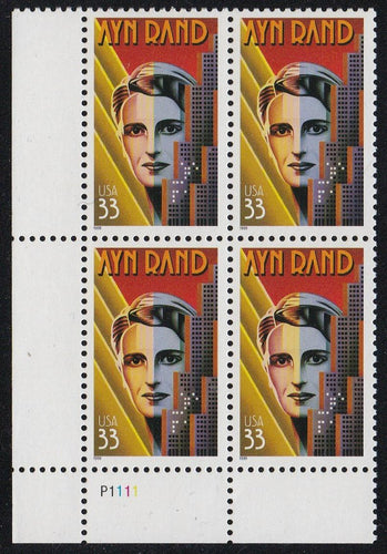# 3308 (1999) Ayn Rand - PB, LL #P1111, MNH