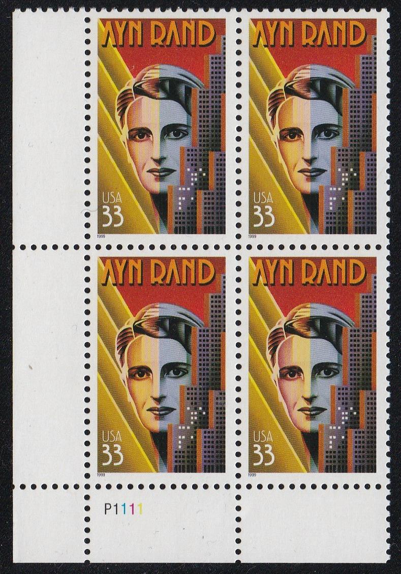 # 3308 (1999) Ayn Rand - PB, LL #P1111, MNH