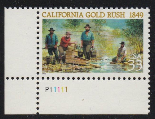 # 3316 (1999) California Gold Rush - Plt sgl, LL #P11111, MNH