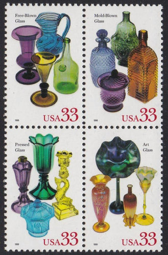 # 3325-28 (1999) Glass - BK/4, MNH