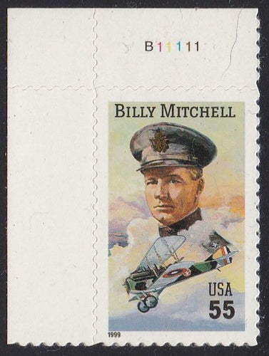 # 3330 (1999) Billy Mitchell - Plt sgl, UL #B11111, MNH