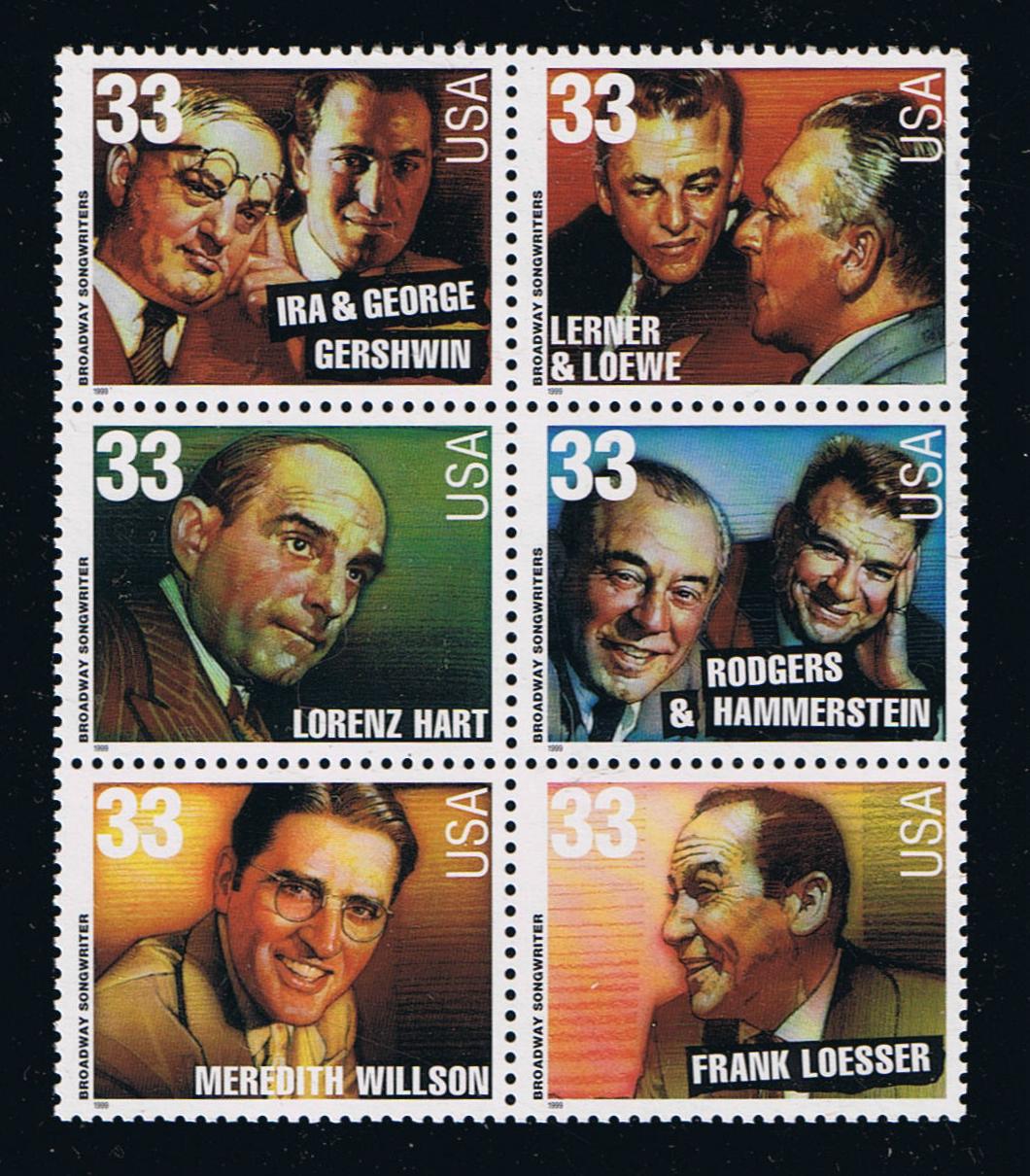# 3345-50 (1999) Broadway Songwriters - BK/6, MNH