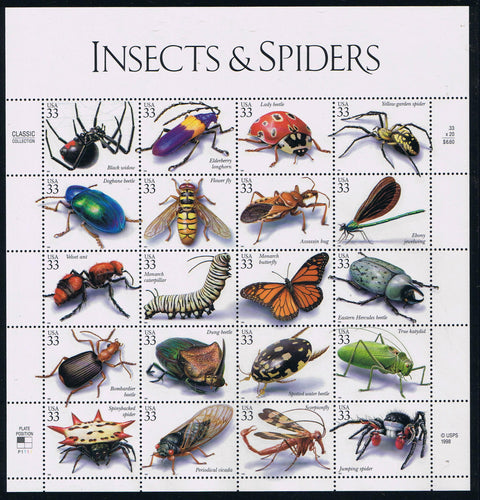 # 3351 (1999) Insects & Spiders - Pane, P1111, MNH