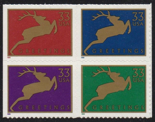 # 3363b (1999) Reindeer - Bklt BK/4, MNH