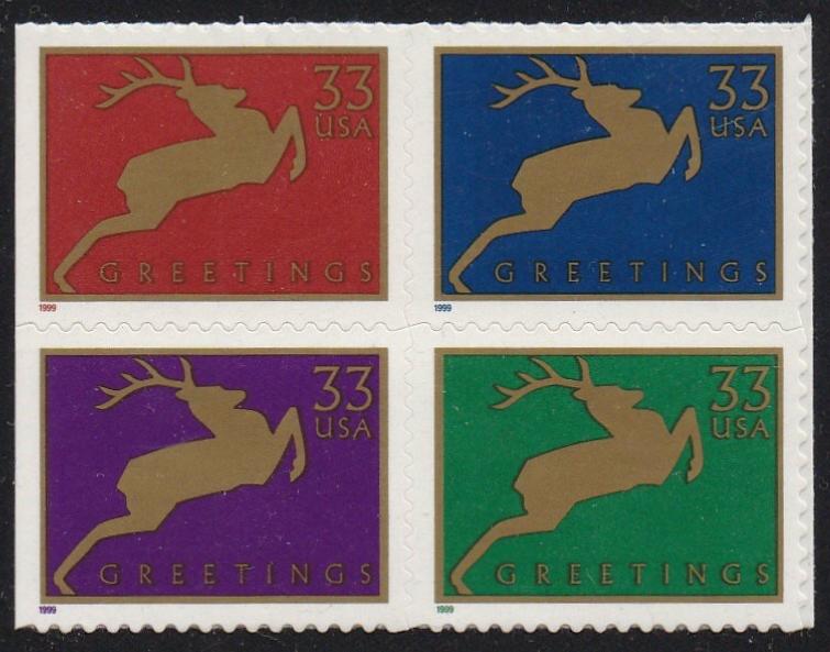 # 3363b (1999) Reindeer - Bklt BK/4, MNH