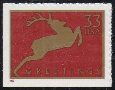 # 3360 (1999) Reindeer, Red - Bklt sgl, MNH