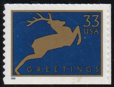 # 3361 (1999) Christmas, Blue Reindeer - Bklt sgl, MNH