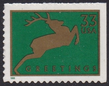 # 3363 (1999) Reindeer, Green - Bklt sgl, MNH