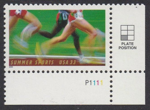 # 3397 (2000) Summer Sports - Plt sgl, LR #P1111, MNH