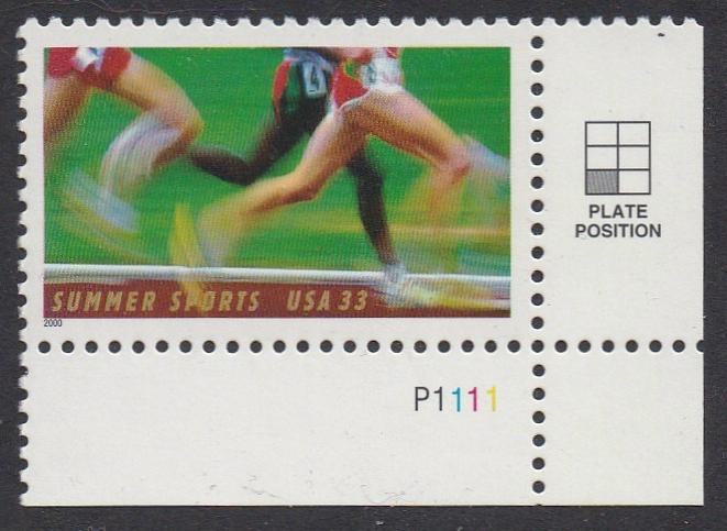 # 3397 (2000) Summer Sports - Plt sgl, LR #P1111, MNH