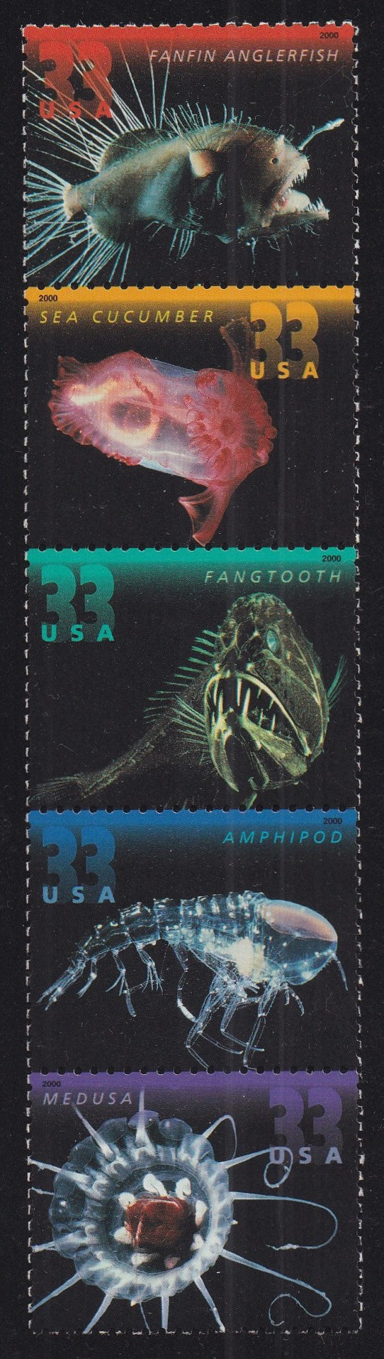 # 3439-43 (2000) Sea Creatures - Strip/5, MNH
