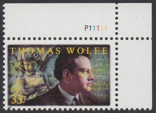 # 3444 (2000) Thomas Wolfe - Plt sgl, UR #P11111, MNH