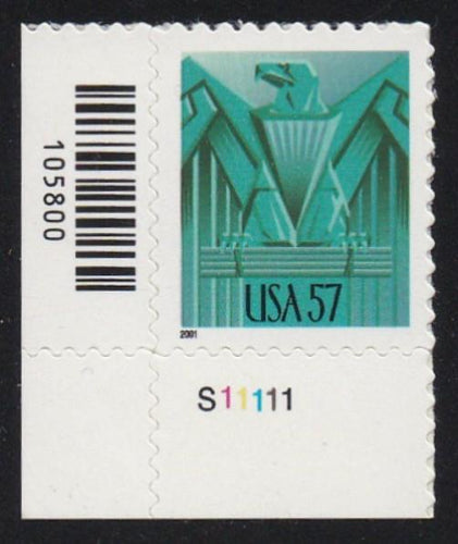 # 3471A (2001) Eagle - Plt sgl, LL #S11111, MNH