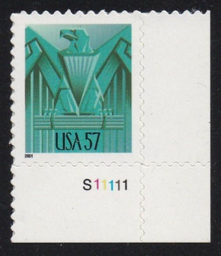 # 3471A (2001) Eagle - Plt sgl, LR #S11111, MNH